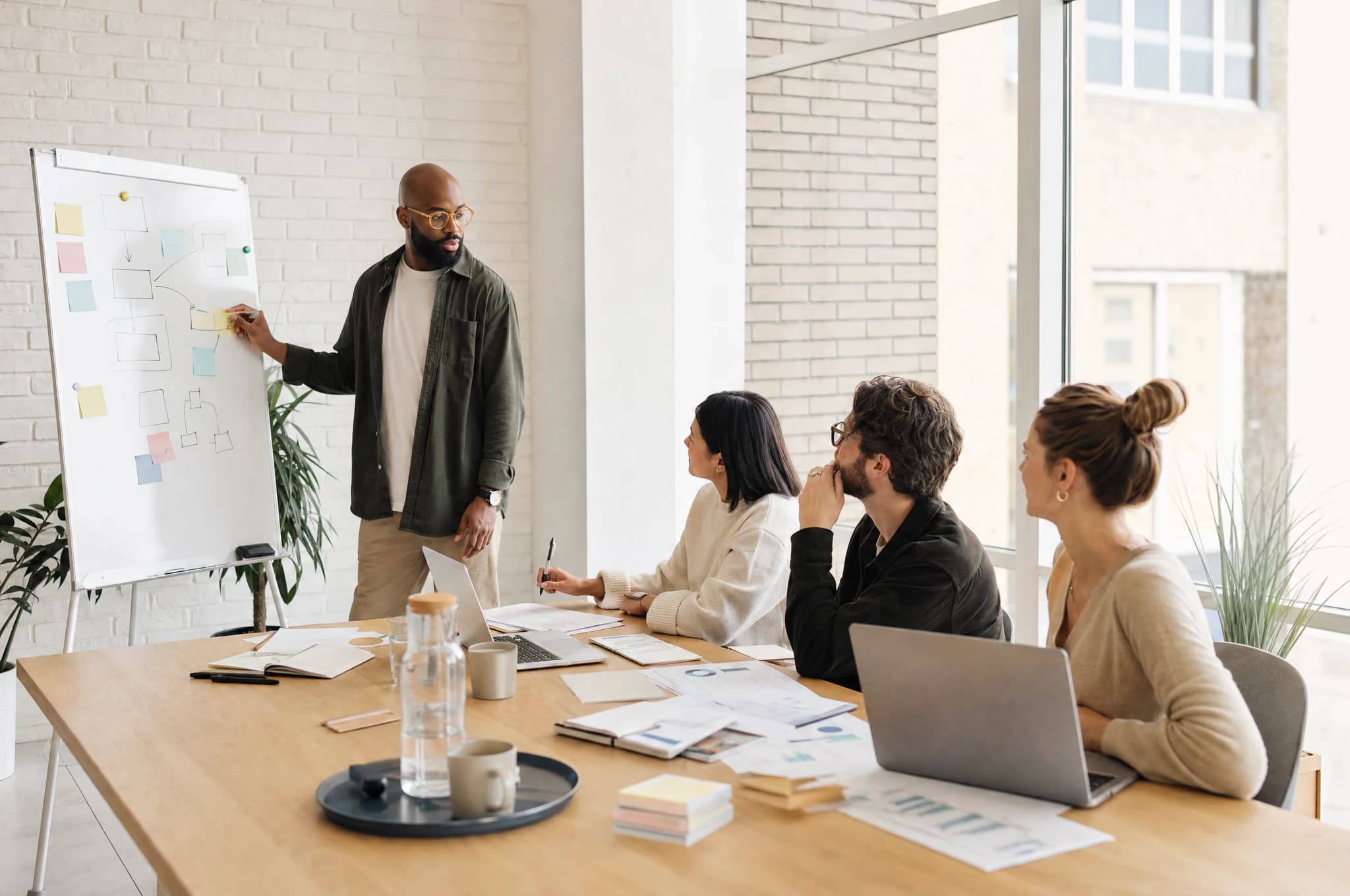 Team workshop at a whiteboard