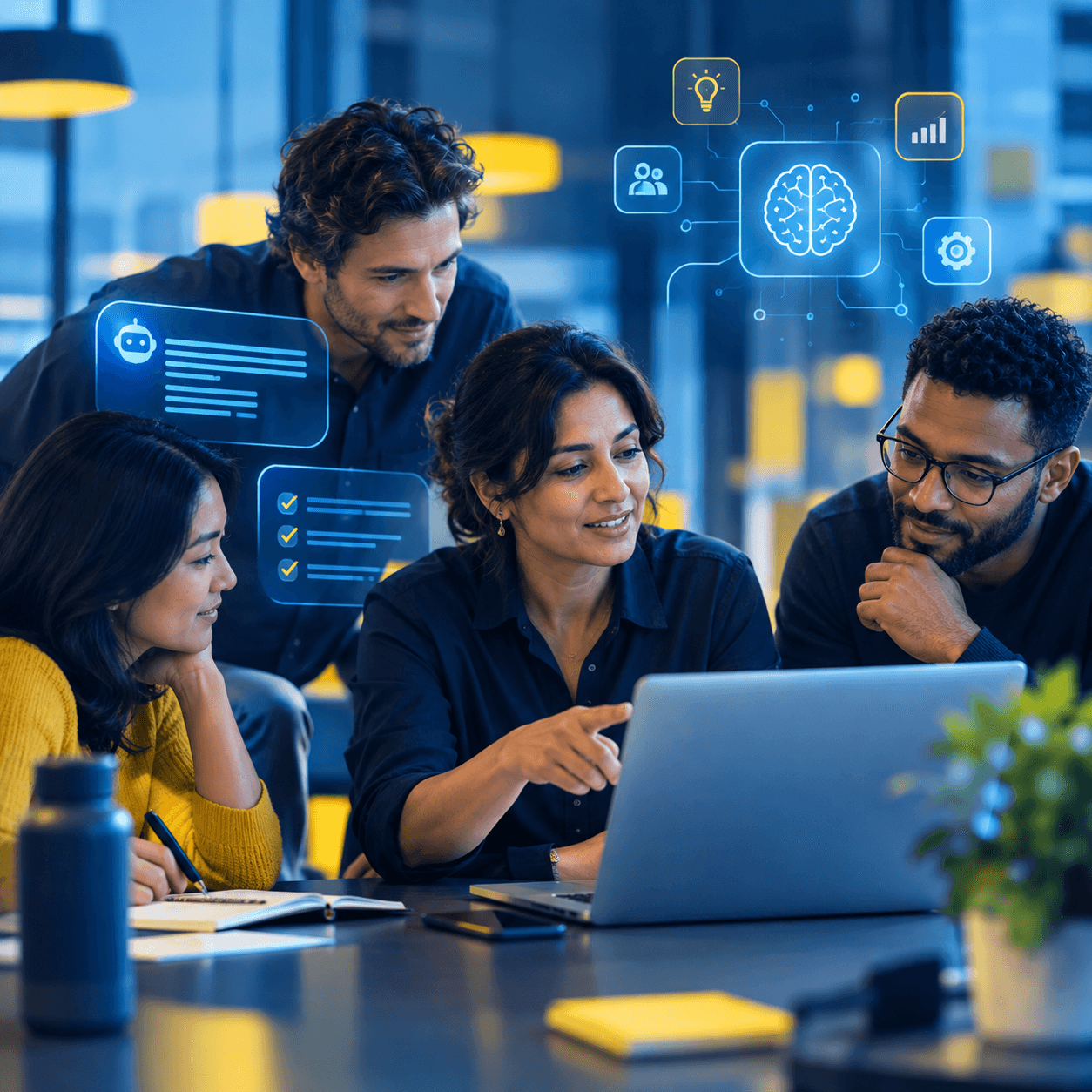 People reviewing an AI workflow together