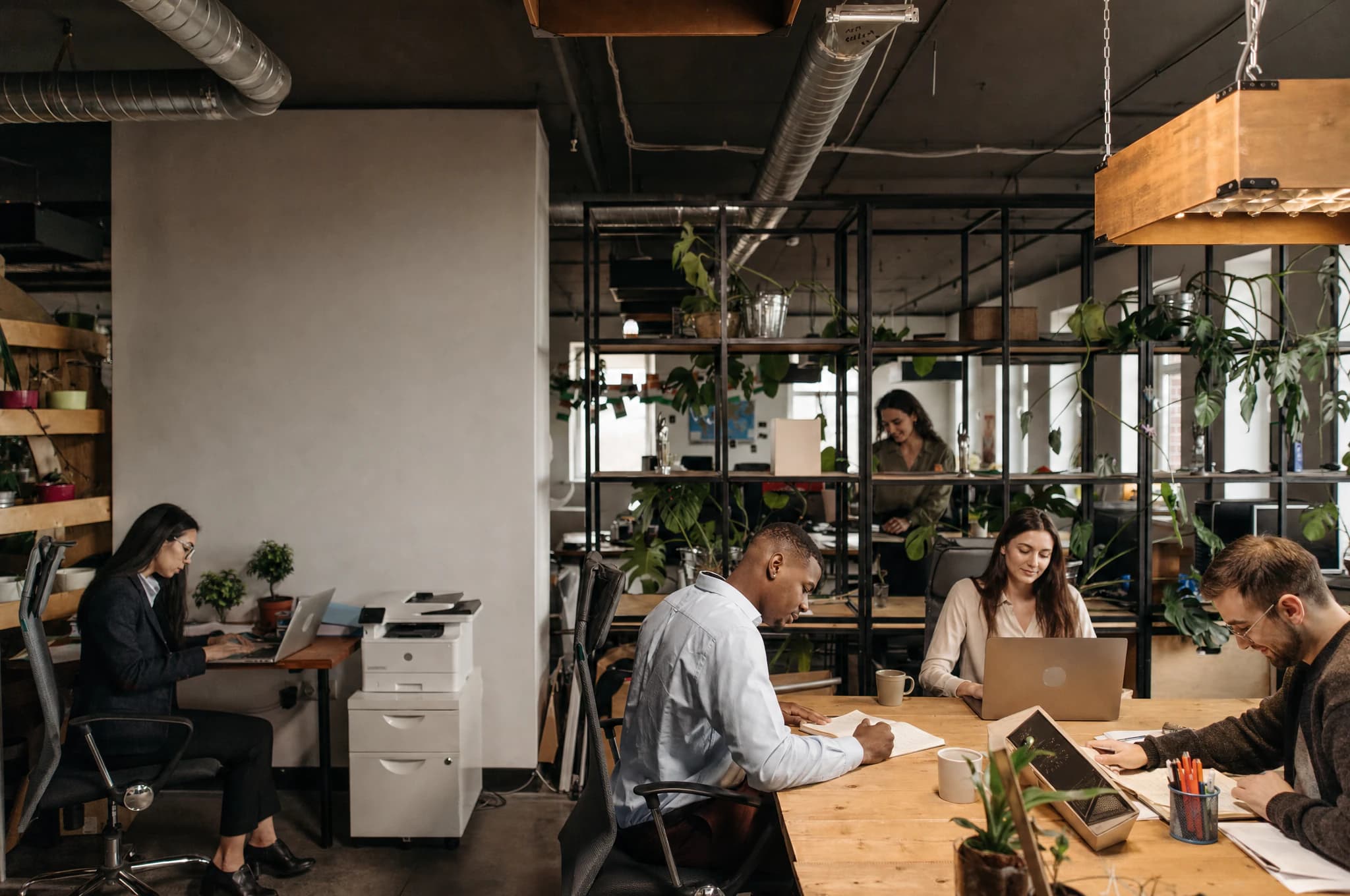 Team working in an open-plan office